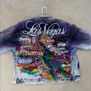 Las Vegas swarovski crystal denim jacket L